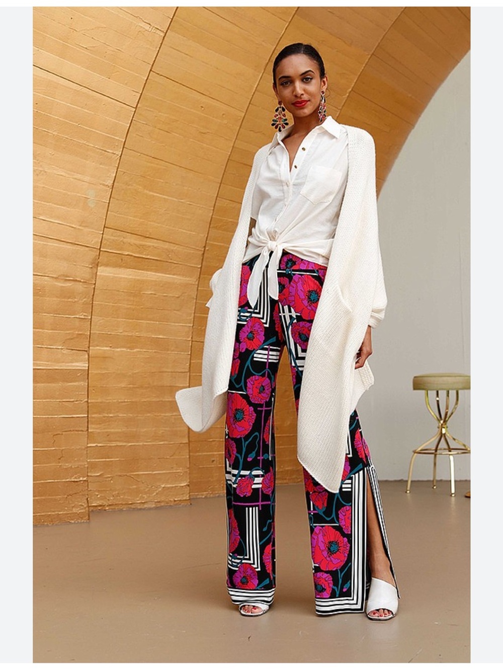 Trina Turk Black Wide-Leg Jumpsuit with Pink & Purple Floral Print